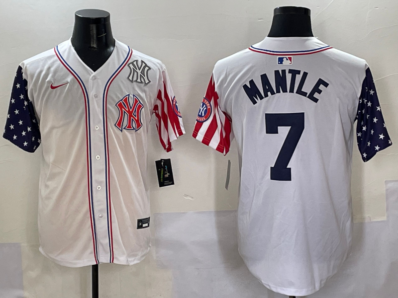 Men 2025  MLB New York Yankees #7 Mantle white jersey style 11->new york yankees->MLB Jersey